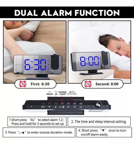 Despertador De Proyección Digital Led Al